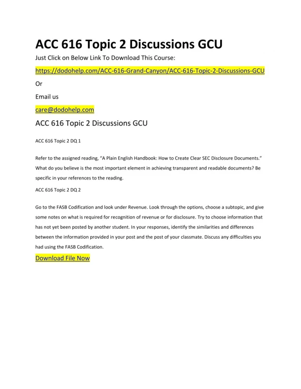 ACC 616 Topic 2 Discussions GCU