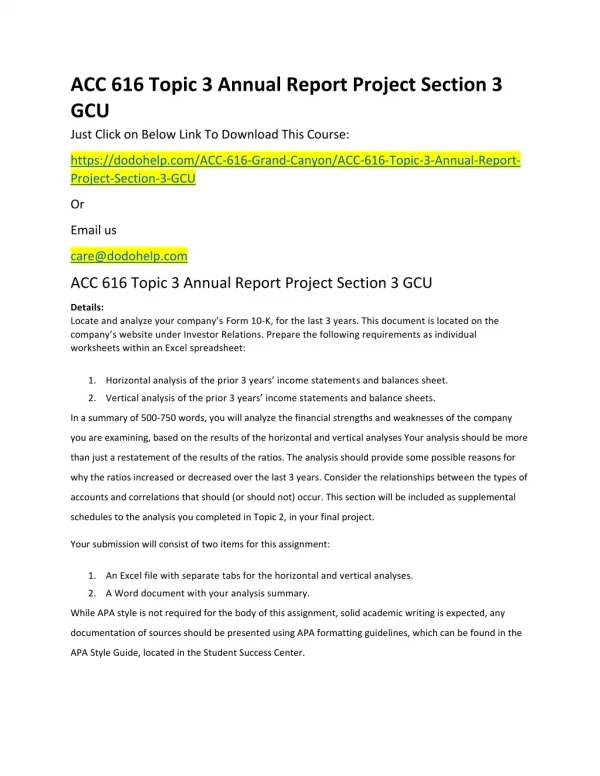 acc 616 topic 3 annual report project section