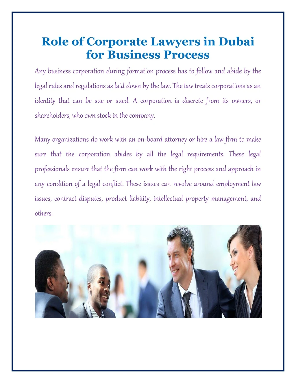 role of corporate lawyers in dubai for business