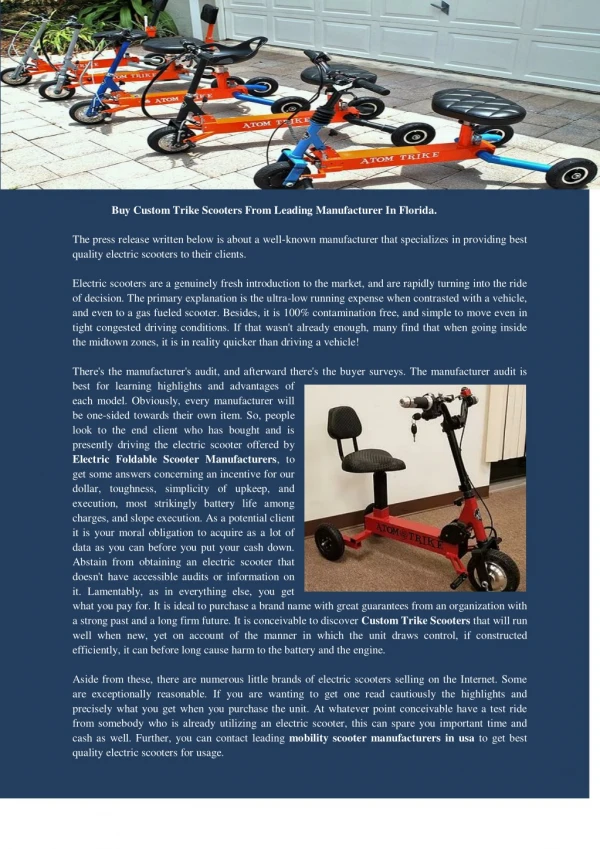 buy custom trike scooters from leading