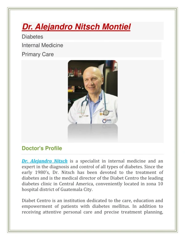 Dr. Alejandro Nitsch specialist in internal medicine