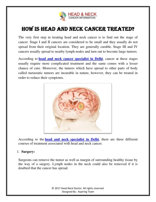 How Is Head And Neck Cancer Treated?