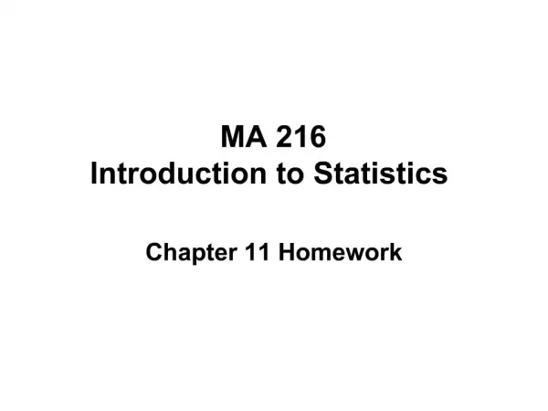 MA 216 Introduction to Statistics