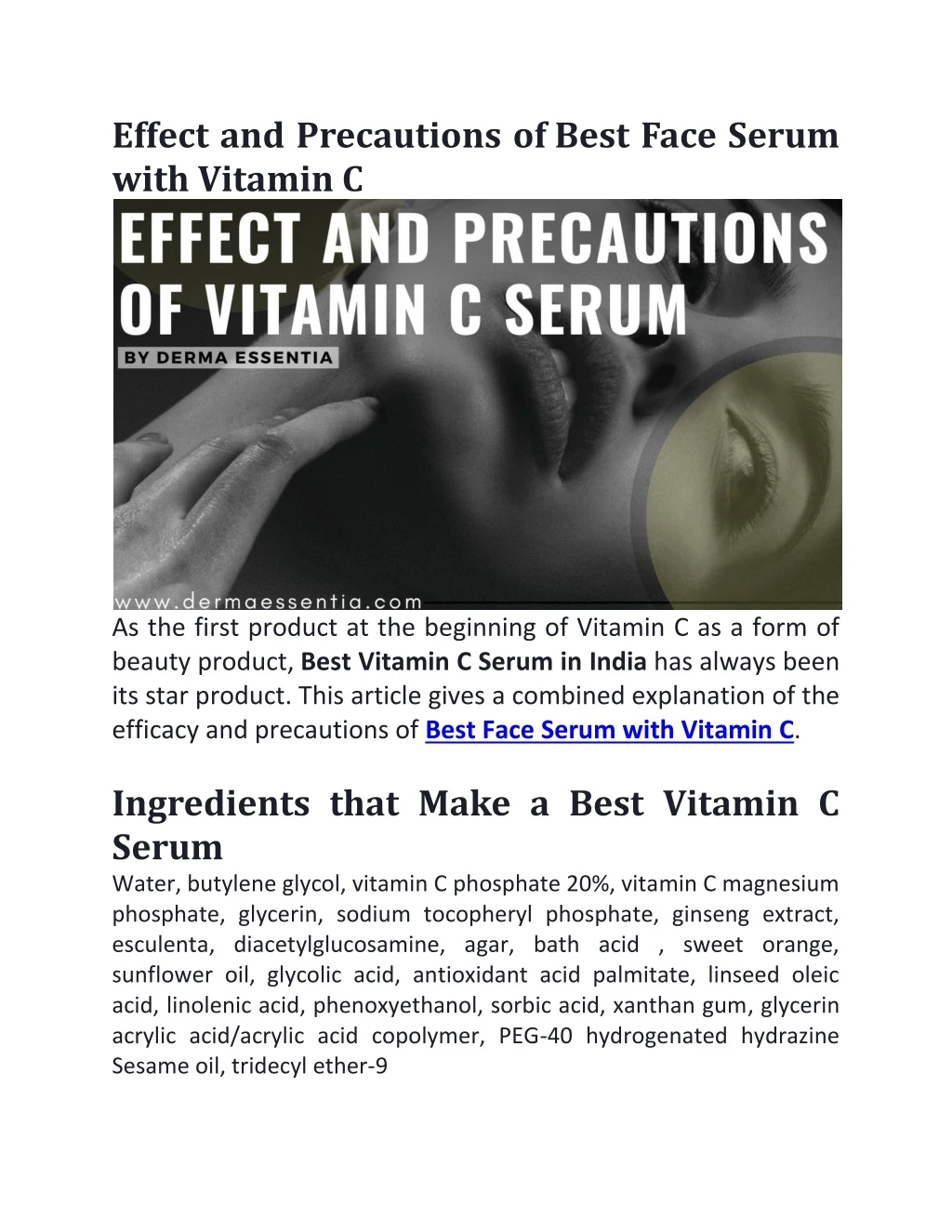 effect and precautions of best face serum with