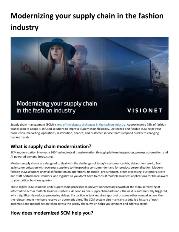 Modernizing your supply chain in the fashion industry