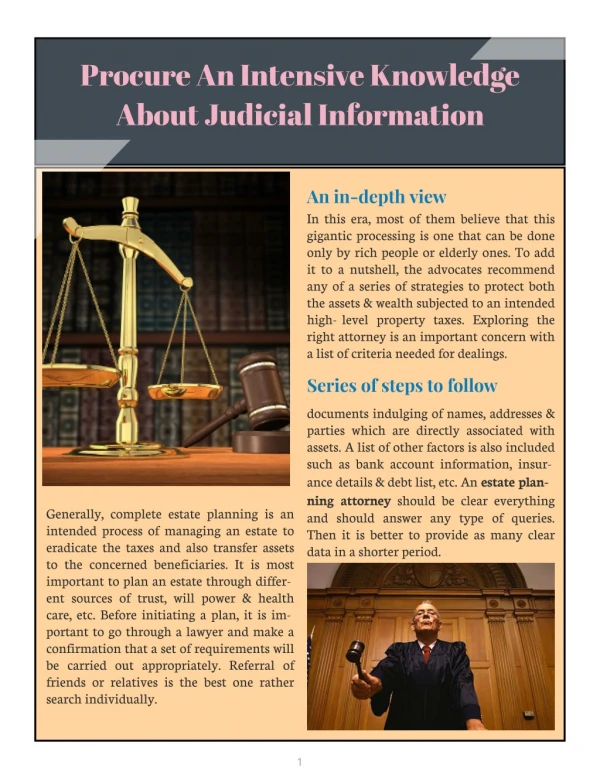 Procure an intensive knowledge about Judicial information