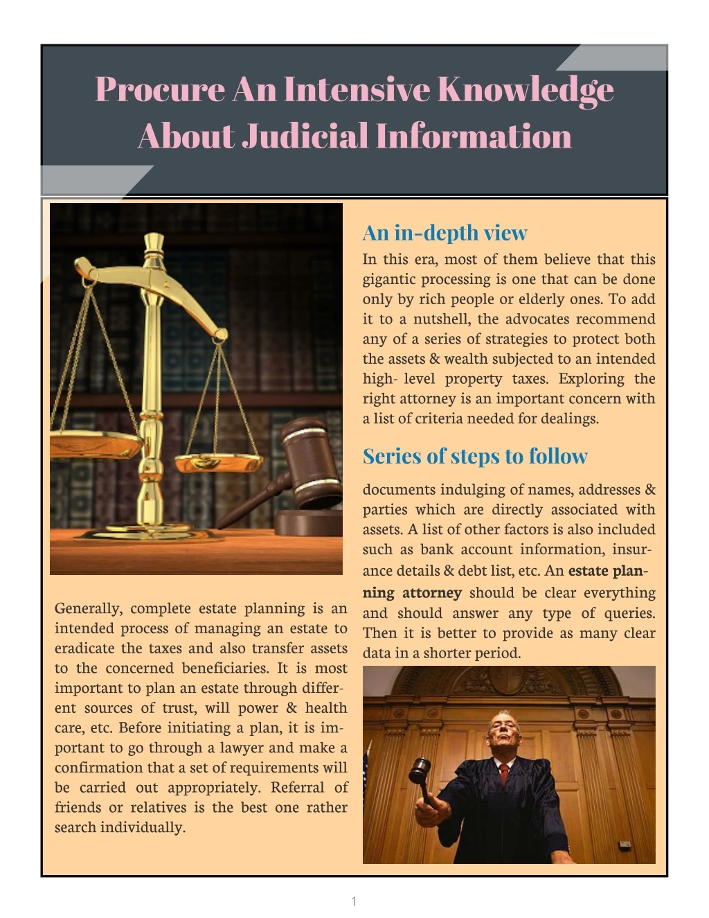 procure an intensive knowledge about judicial