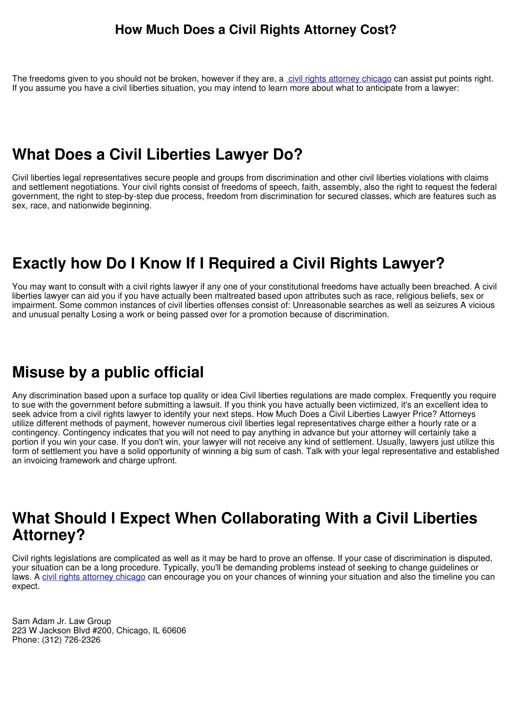 how much does a civil rights attorney cost