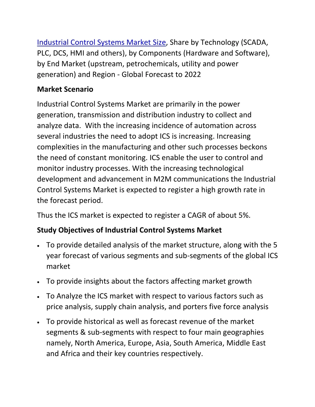 industrial control systems market size share