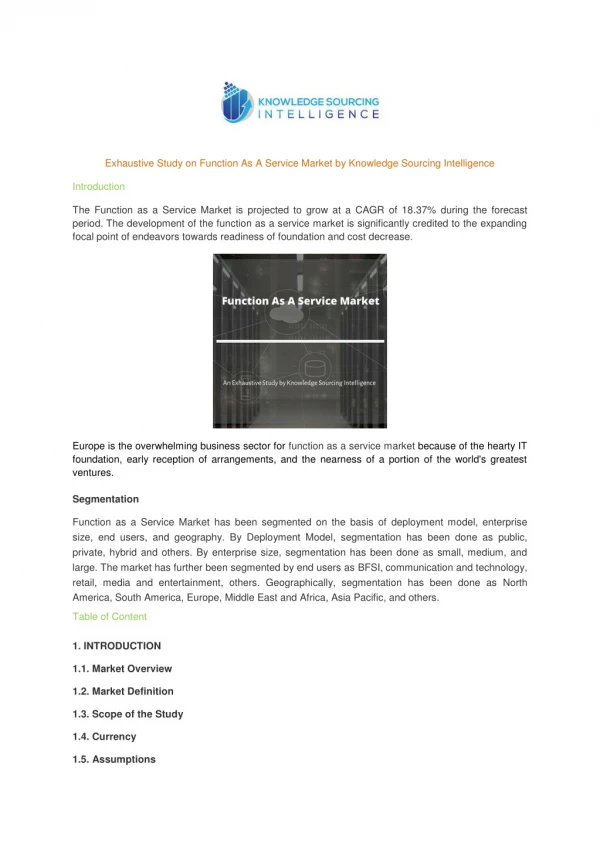 exhaustive study on function as a service market