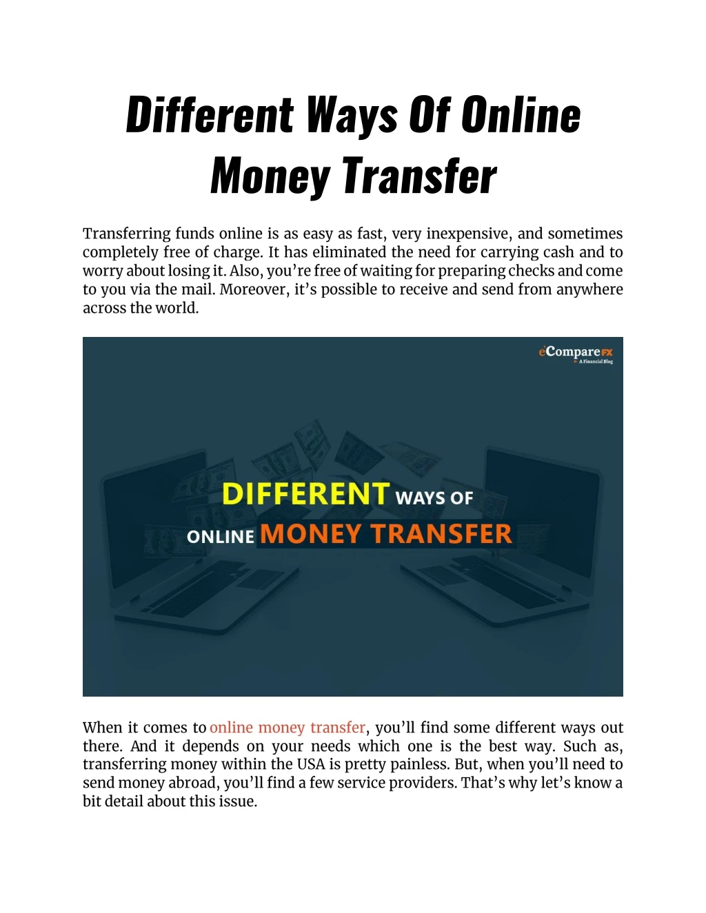 different ways of online money transfer