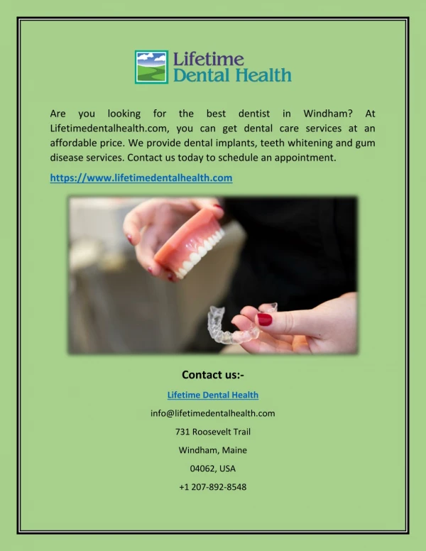 Windham Best Dentist - Lifetimedentalhealth.com
