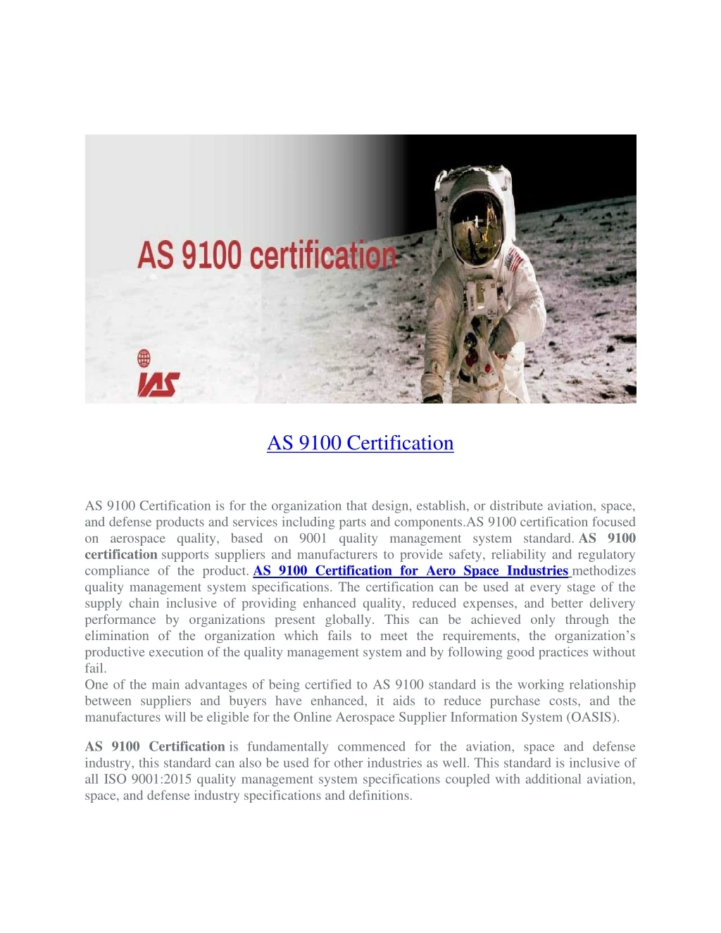 as 9100 certification