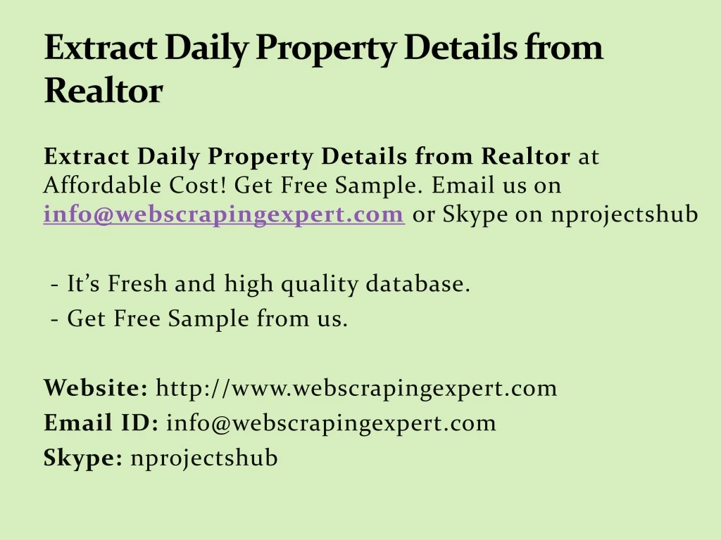 extract daily property details from realtor