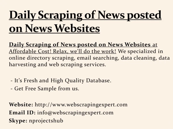 daily scraping of news posted on news websites