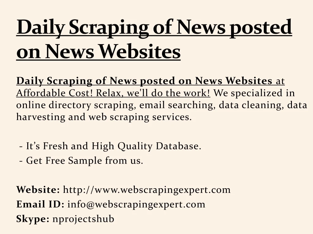 daily scraping of news posted on news websites