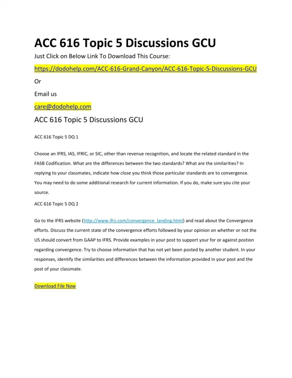 ACC 616 Topic 5 Discussions GCU