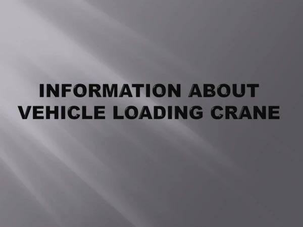 Information about Vehicle Loading Crane