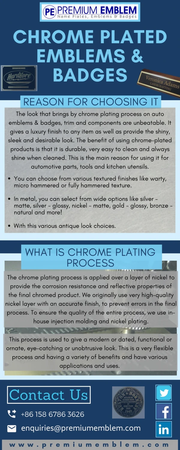 chrome plated emblems badges