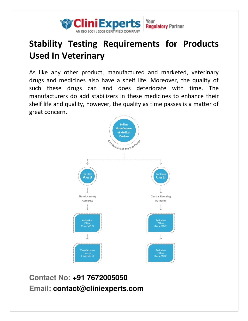 stability testing requirements for products used