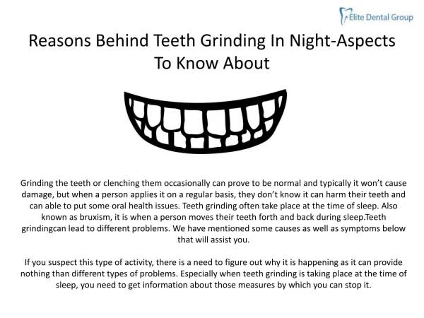 REASONS BEHIND TEETH GRINDING IN NIGHT-ASPECTS TO KNOW ABOUT
