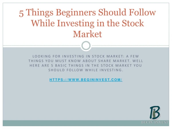 5 things beginners should follow while investing in the stock market