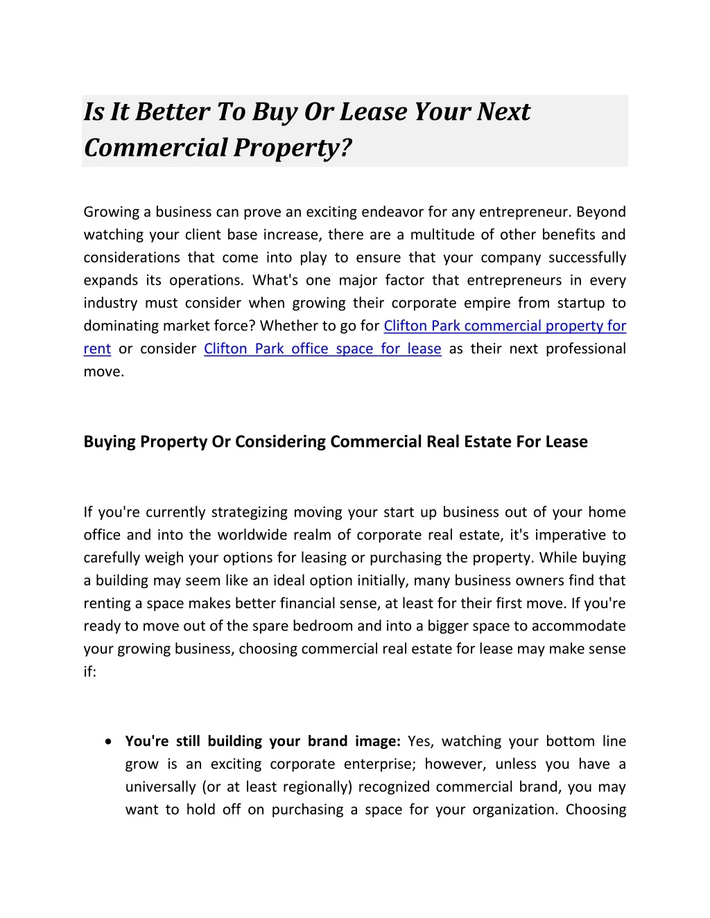 is it better to buy or lease your next commercial