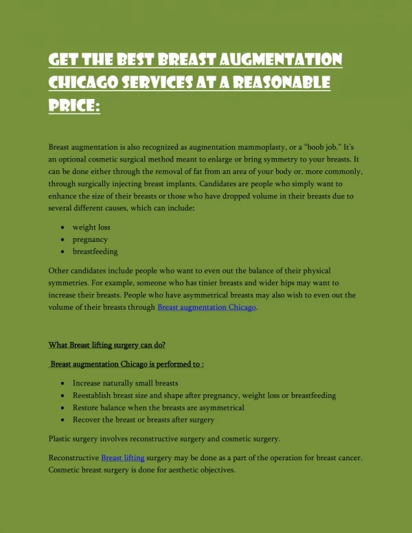 get the best breast augmentation chicago services