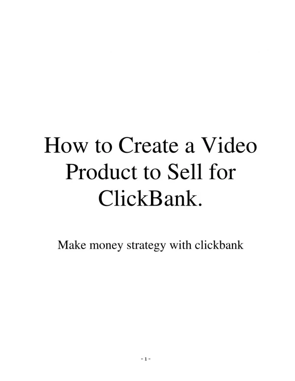 How to Create a Video Product to Sell for ClickBank