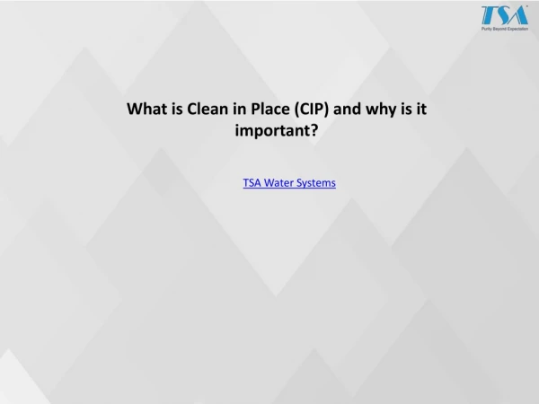 What is Clean in Place (CIP) and why is it important?