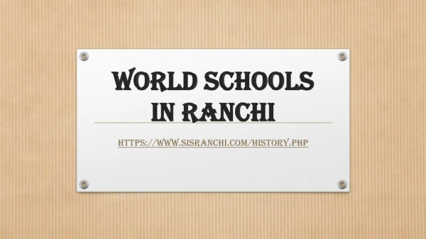 world schools in ranchi