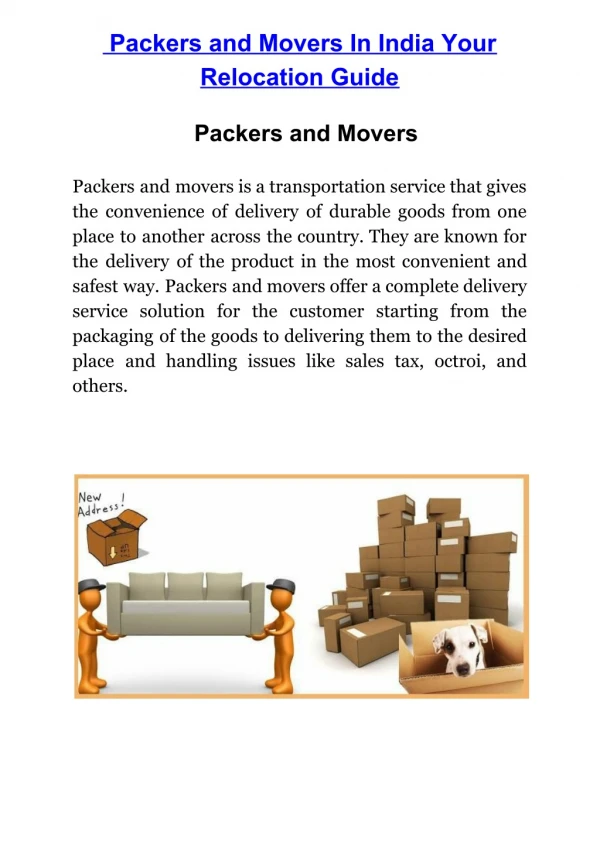 Packers and Movers In India Your Relocation Guide