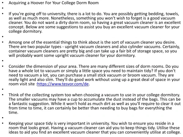 acquiring a hoover for your college dorm room