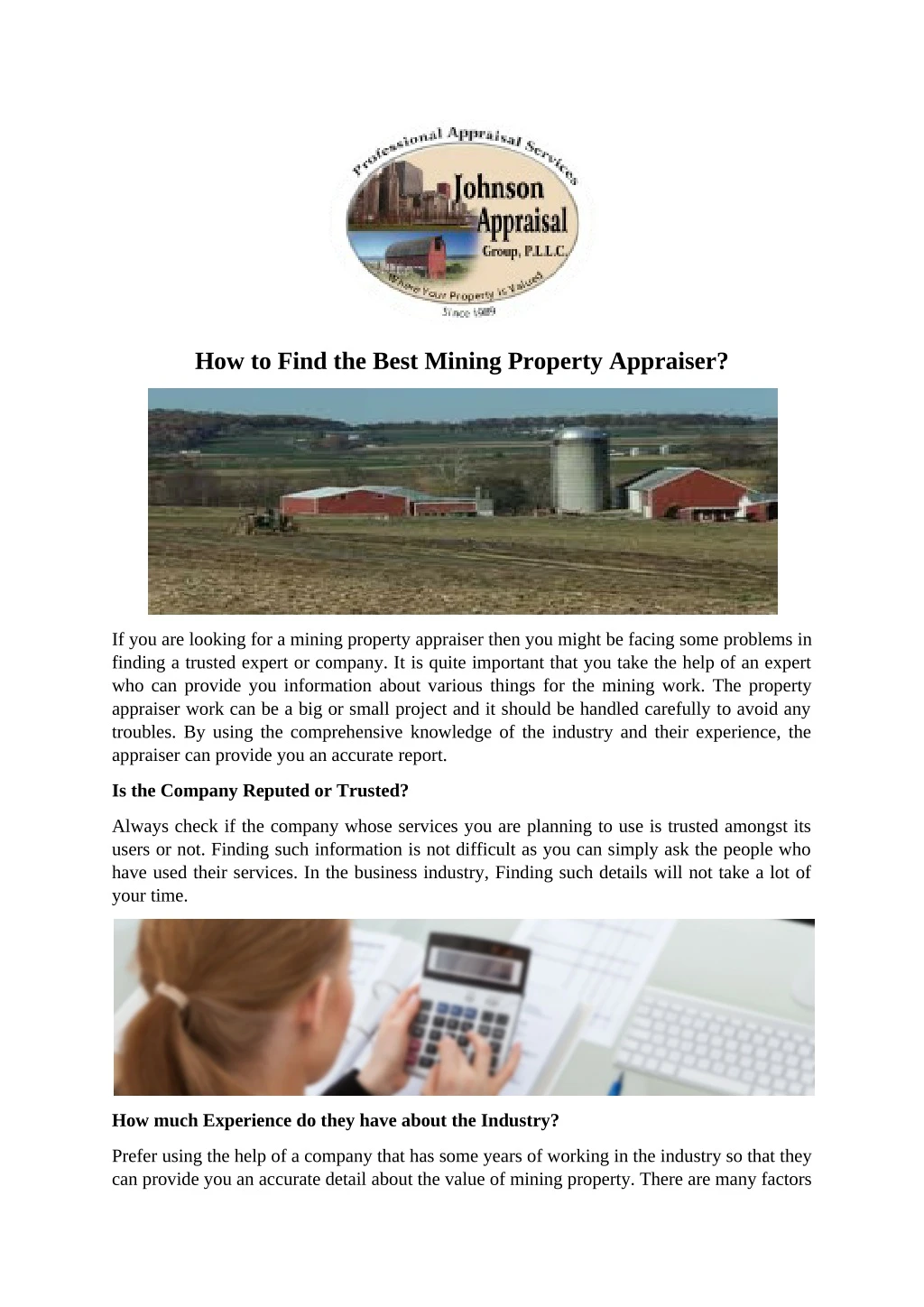 how to find the best mining property appraiser