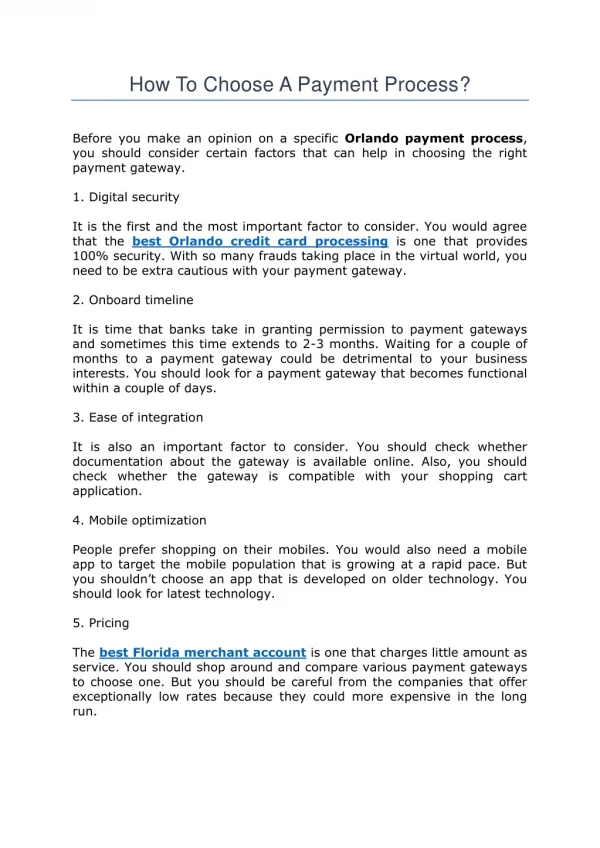 how to choose a payment process