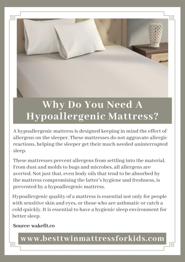 Why Do You Need A Hypoallergenic Mattress?