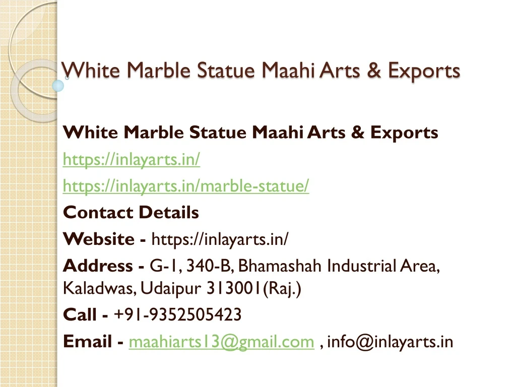 white marble statue maahi arts exports
