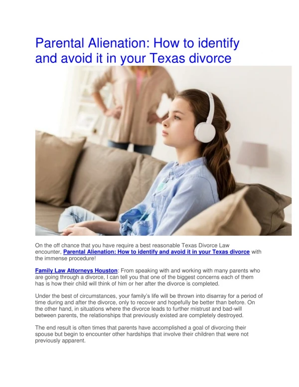 Parental Alienation: How to identify and avoid it in your Texas divorce