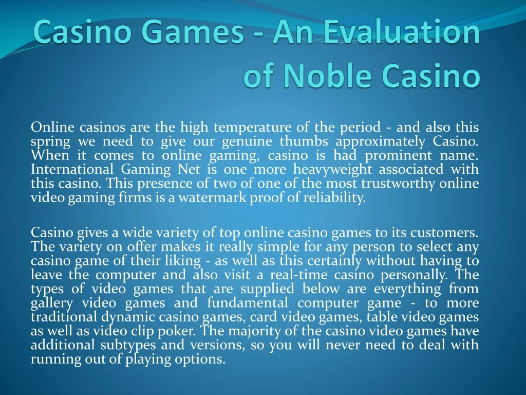 casino games an evaluation of noble casino