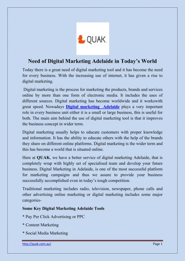 Need of Digital Marketing Adelaide in Today’s World