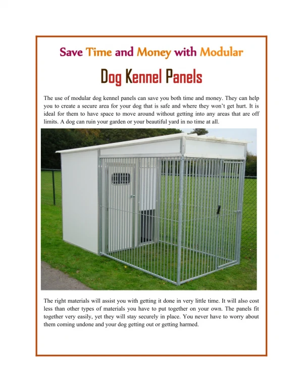 Save Time and Money with Modular Dog Kennel Panels