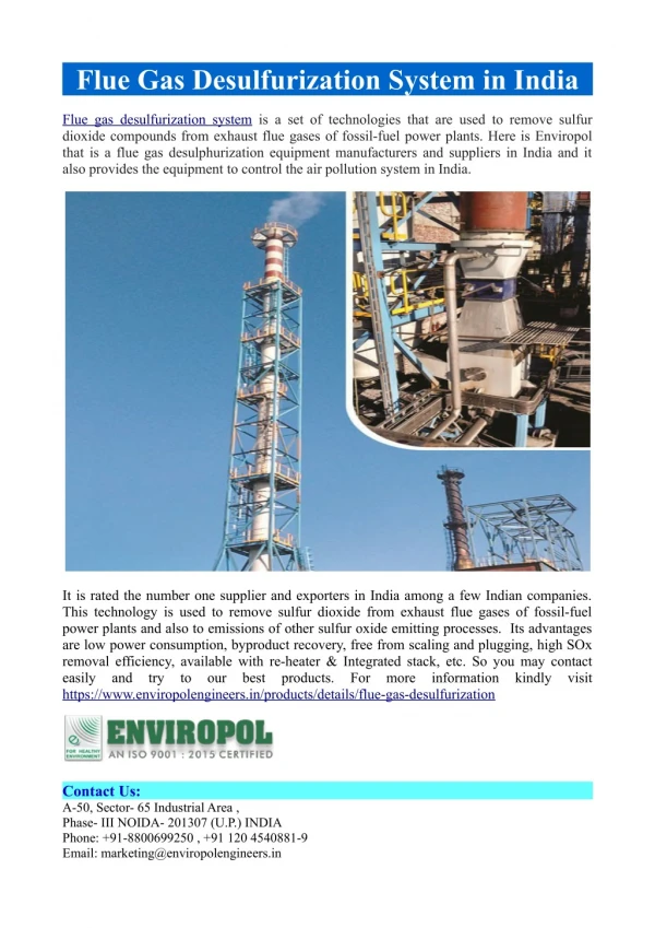 flue gas desulfurization system in india