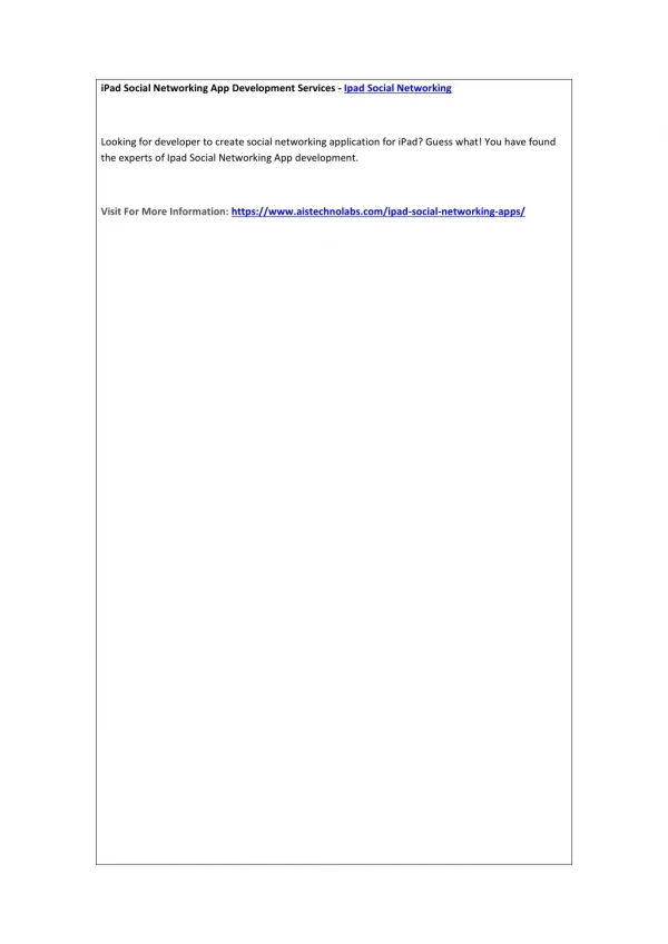 ipad social networking app development services