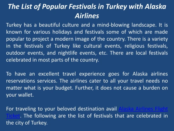 The List of Popular Festivals in Turkey with Alaska Airlines