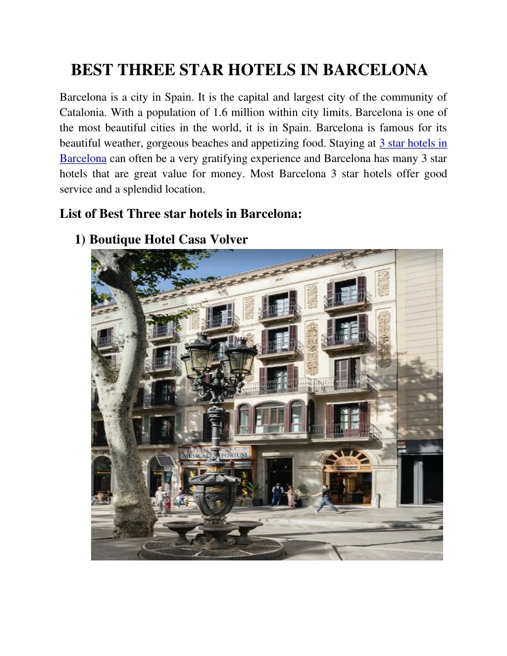 best three star hotels in barcelona