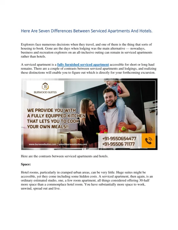 Here Are Seven Differences Between Serviced Apartments And Hotels.