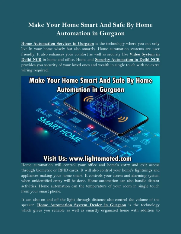 make your home smart and safe by home automation