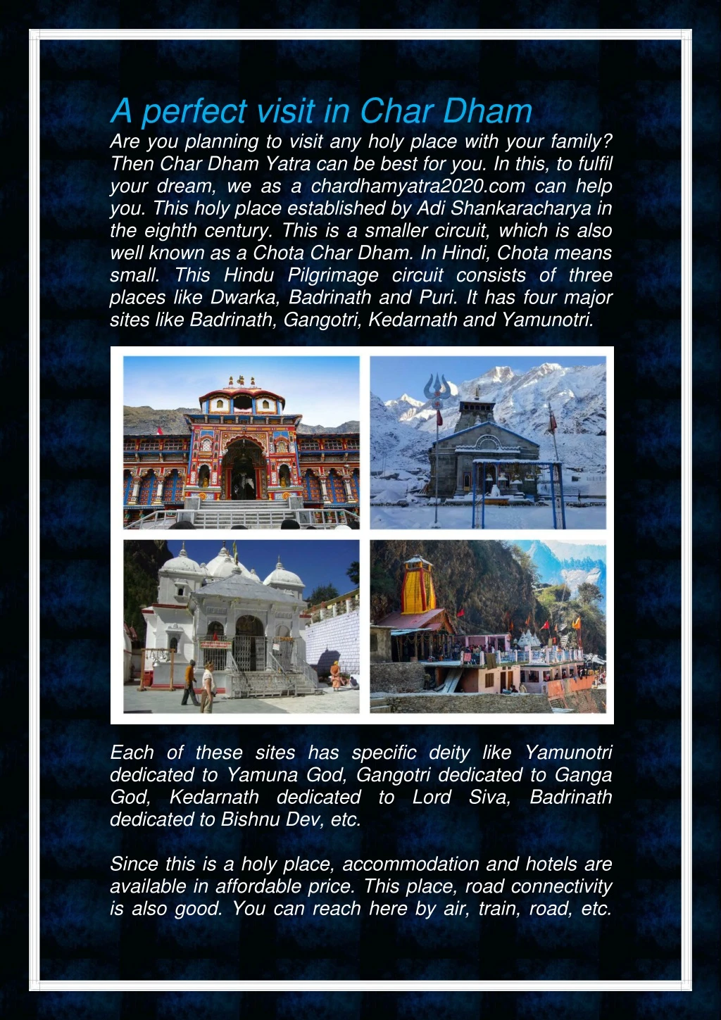 a perfect visit in char dham are you planning