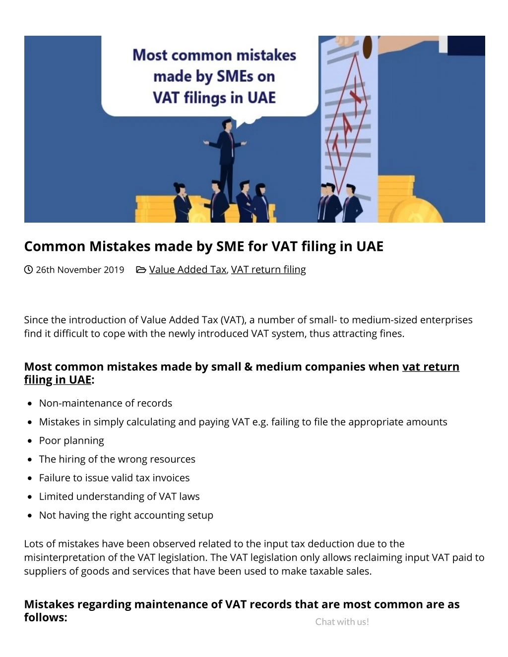 common mistakes made by sme for vat ling in uae