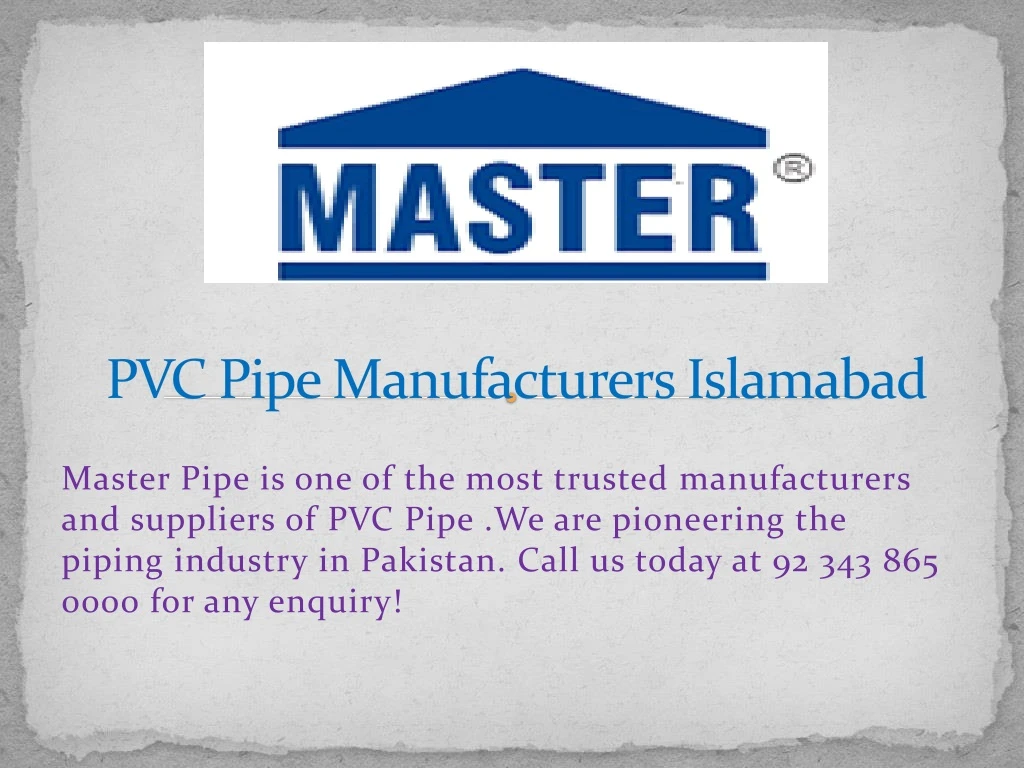 pvc pipe manufacturers islamabad